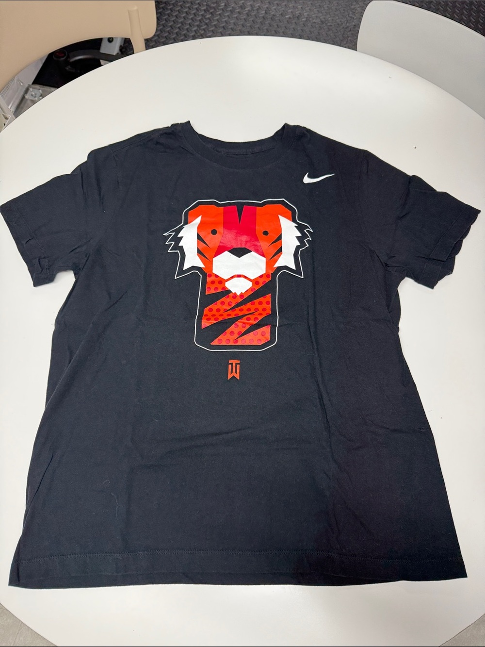 Nike Black Short-Sleeve Tee with Red Orange Tiger Graphic